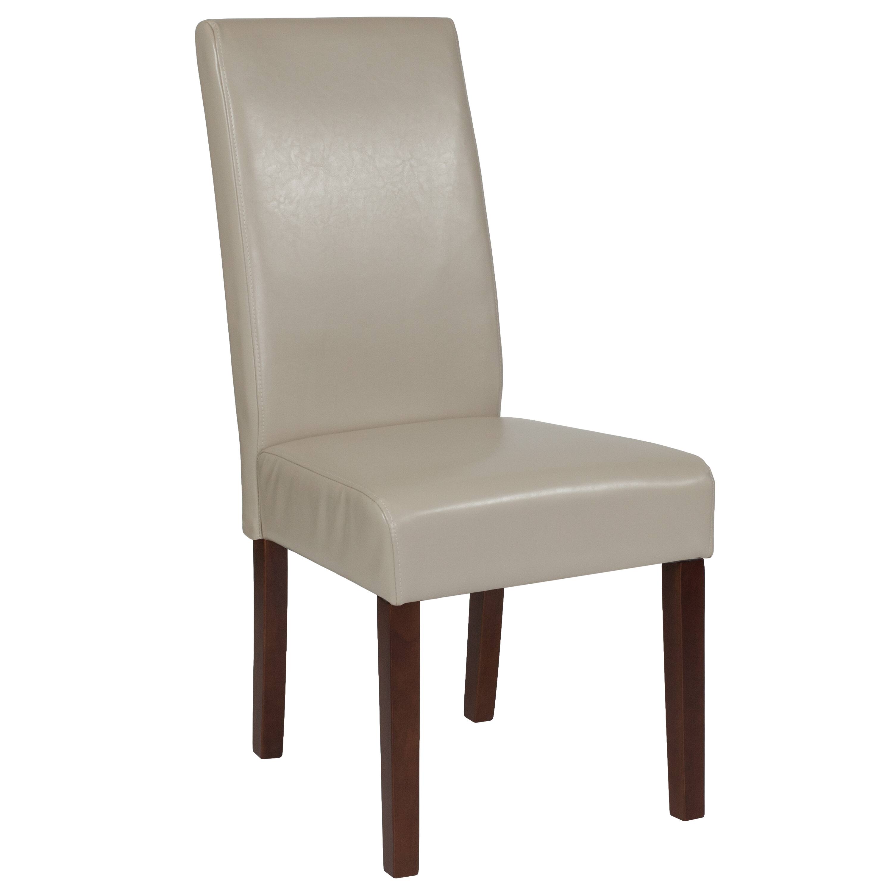 Alt View 7. Emma + Oliver - Mid-Century Parsons Chair and Hardwood Frame for Kitchen, Dining Room & More - Beige Faux Leather.