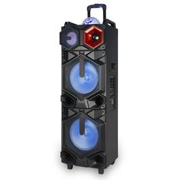 TopTech - GALAXY-210, Dual 10" Bluetooth Speaker with Disco Lights & DJ Bulb for Home/Outdoor - Black
