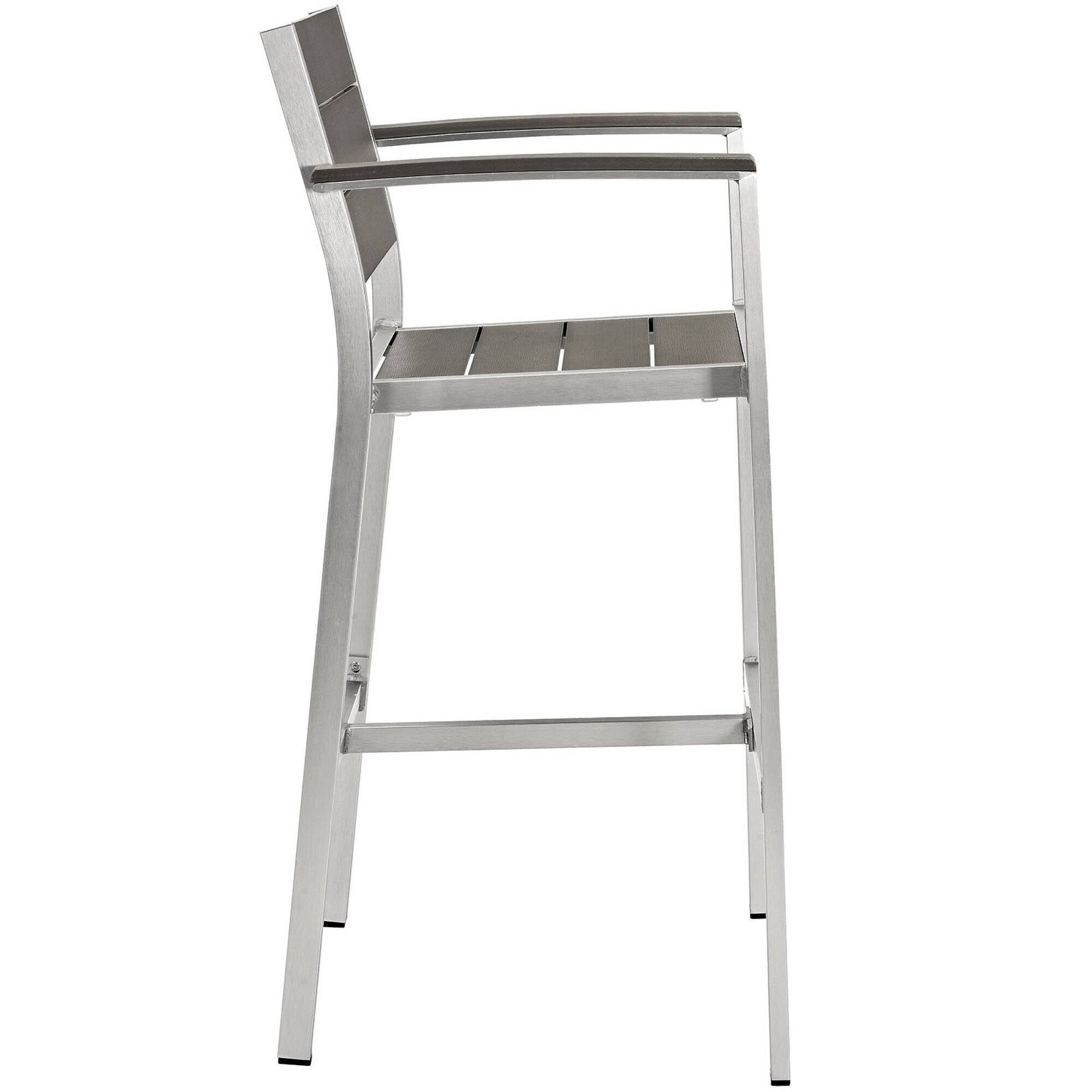 Left. Modway - Shore Outdoor Patio Aluminum Bar Stool by Modway - Silver Gray.