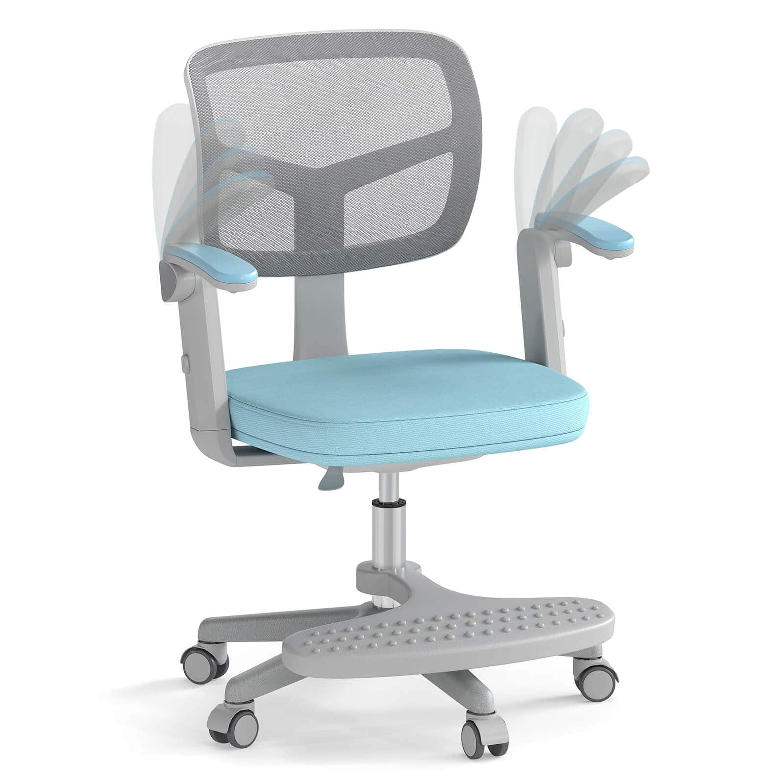Costway - Kids Desk Chair Children Study Chair with Adjustable Height, Armrest & Footrest - Blue