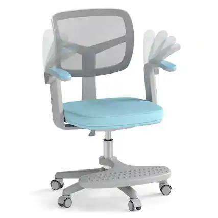 Front. Costway - Costway Kids Desk Chair Children Study Chair with Adjustable Height, Armrest & Footrest - Blue.