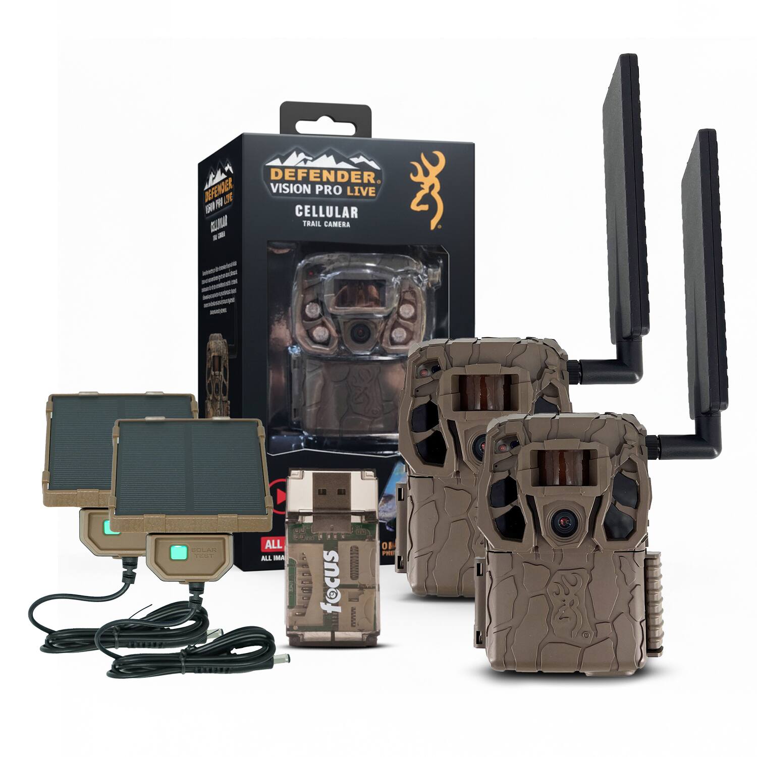 DEFENDER VISION PRO LIVE  
CELLULAR TRAIL CAMERA  

ALL IN ONE  
focus