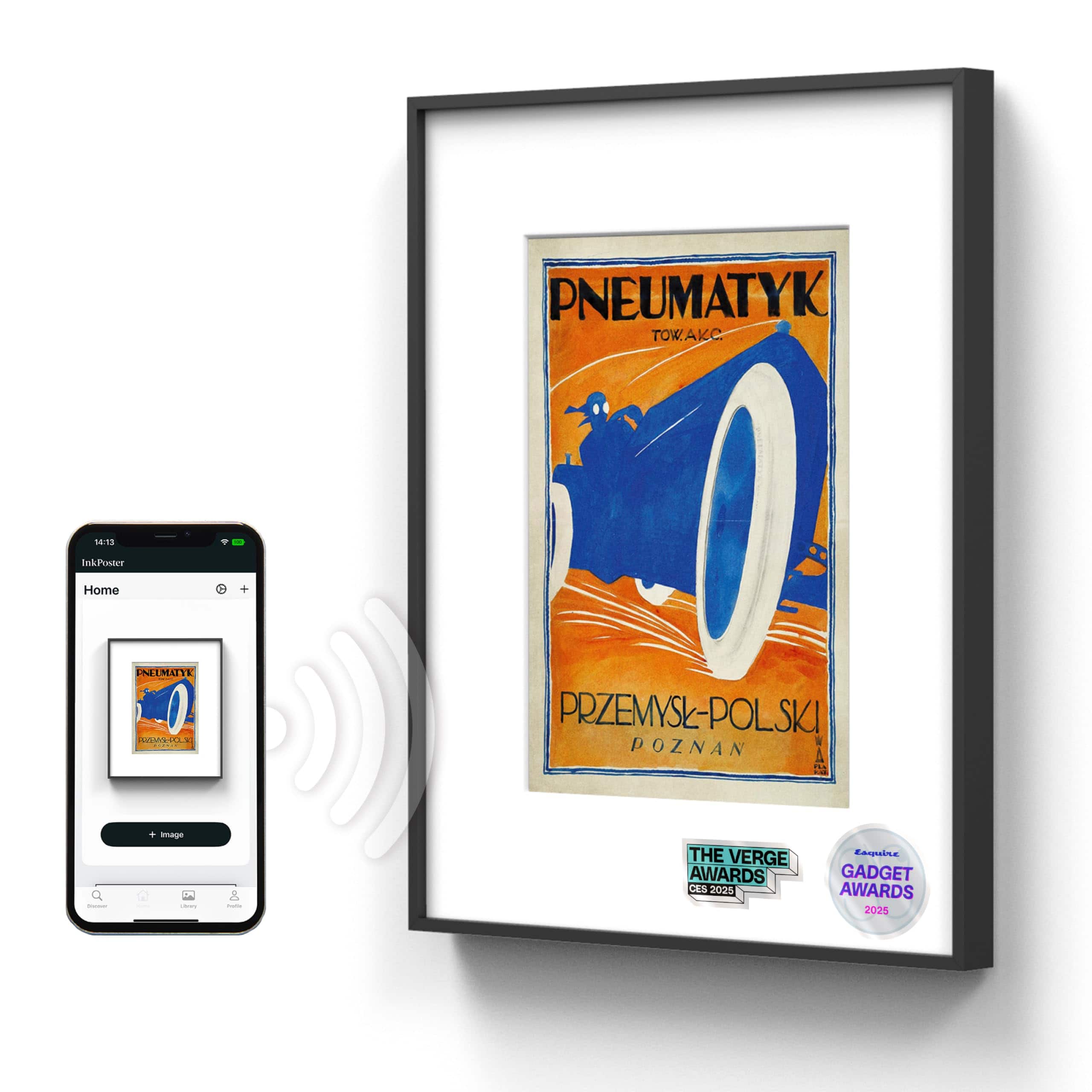 InkPoster - Affresco 13.3" - Color Screen E Ink Spectra 6 - Paper-like and Health-conscious - Thousands of Artworks in App - Black