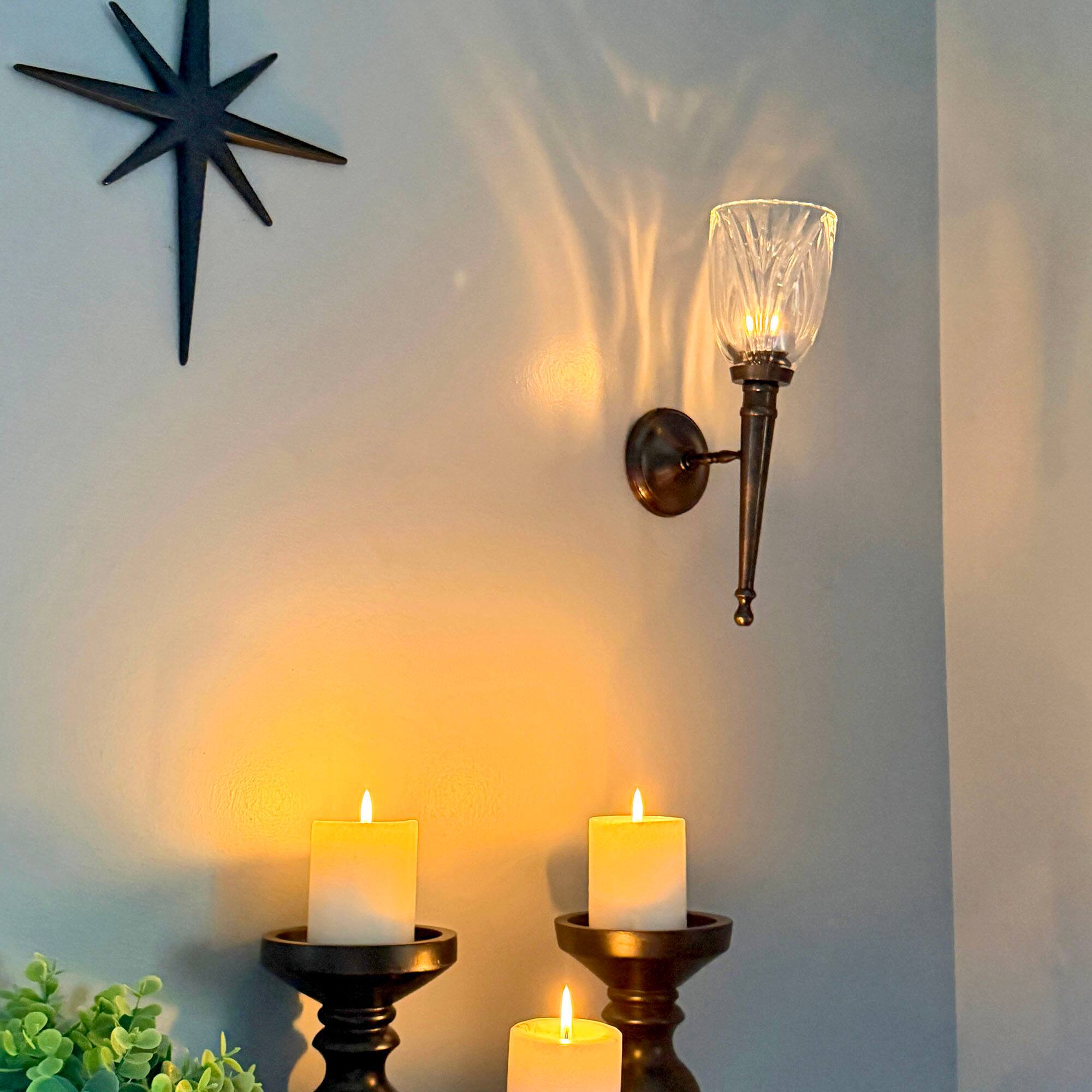 Alt View 5. Things2Die4 - Wall Candle Sconce Bronze Finish Lead Crystal Glass 11.75 in Metal Mount - Bronze.