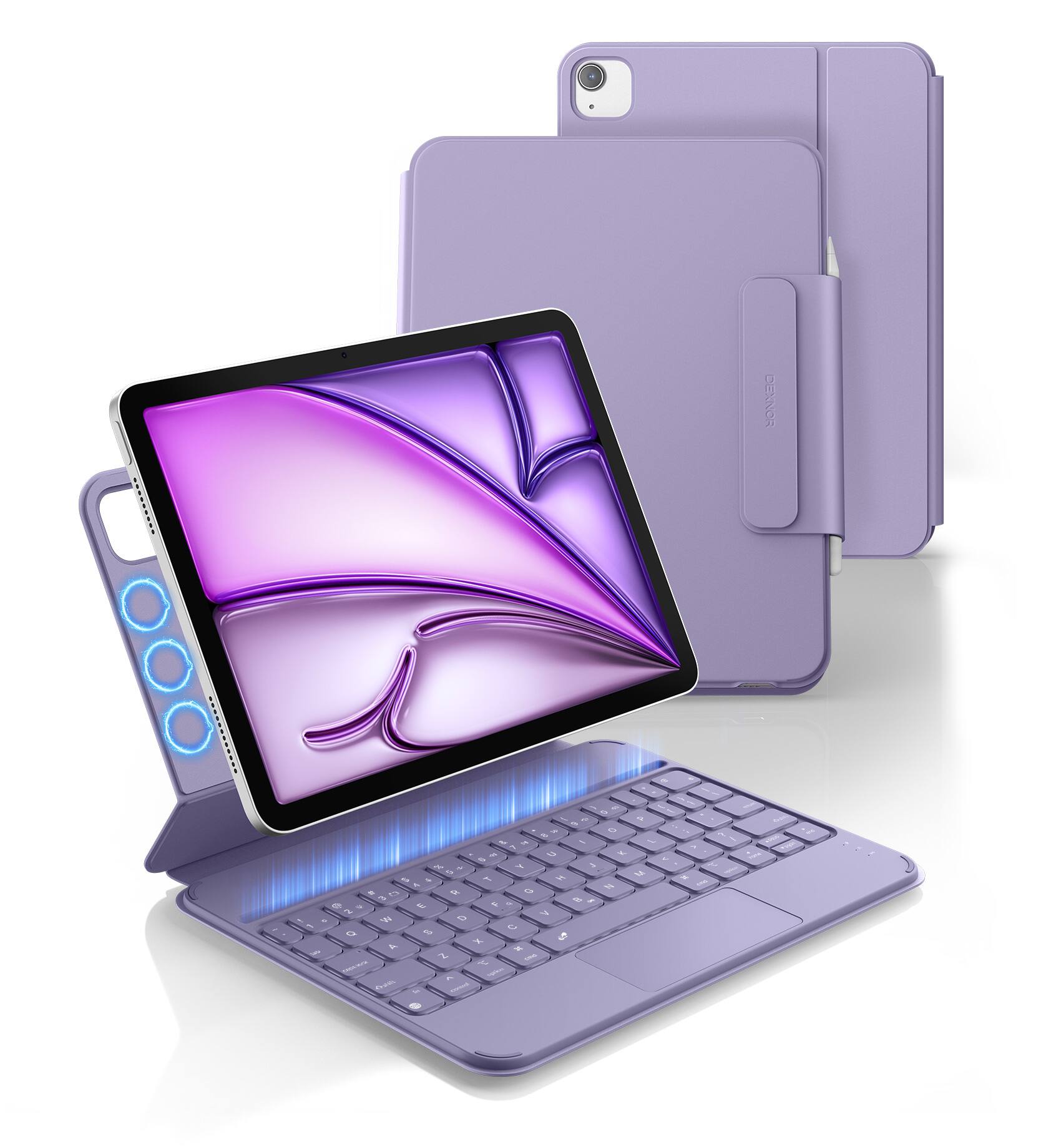 Front. dexnor - Case for iPad Air 11 inch M3/M2, iPad Pro 11, iPad Air 5th/4th Gen with Keyboard,Ultra-Thin Magnetic Detachable Trackpad - Purple.