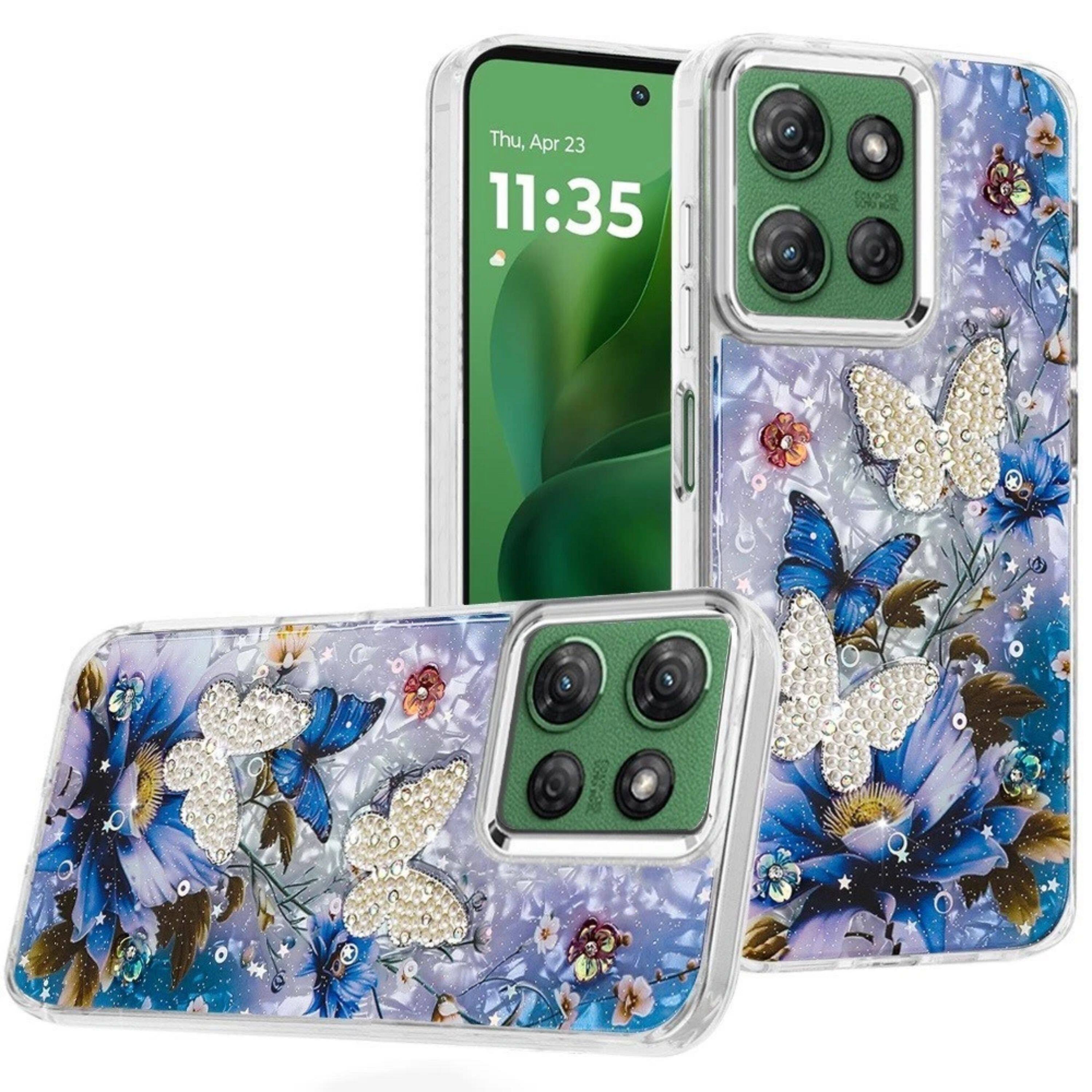 Kitcheniva - Elegant 3D Beaded Butterfly Epoxy Case With Tempered Glass For Moto G Power 2025/2026 A - Multicolor price history on PriceWatchPro