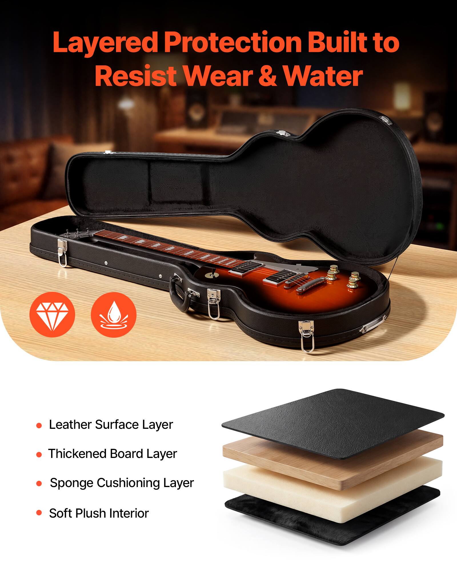 Layered Protection Built to Resist Wear & Water

- Leather Surface Layer
- Thickened Board Layer
- Sponge Cushioning Layer
- Soft Plush Interior