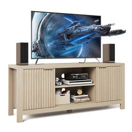 Acekool - 59" TV Stand for TVs Up to 65 Inches, Mid Century Modern TV Entertainment Center with Storage Cabinets - Brown
