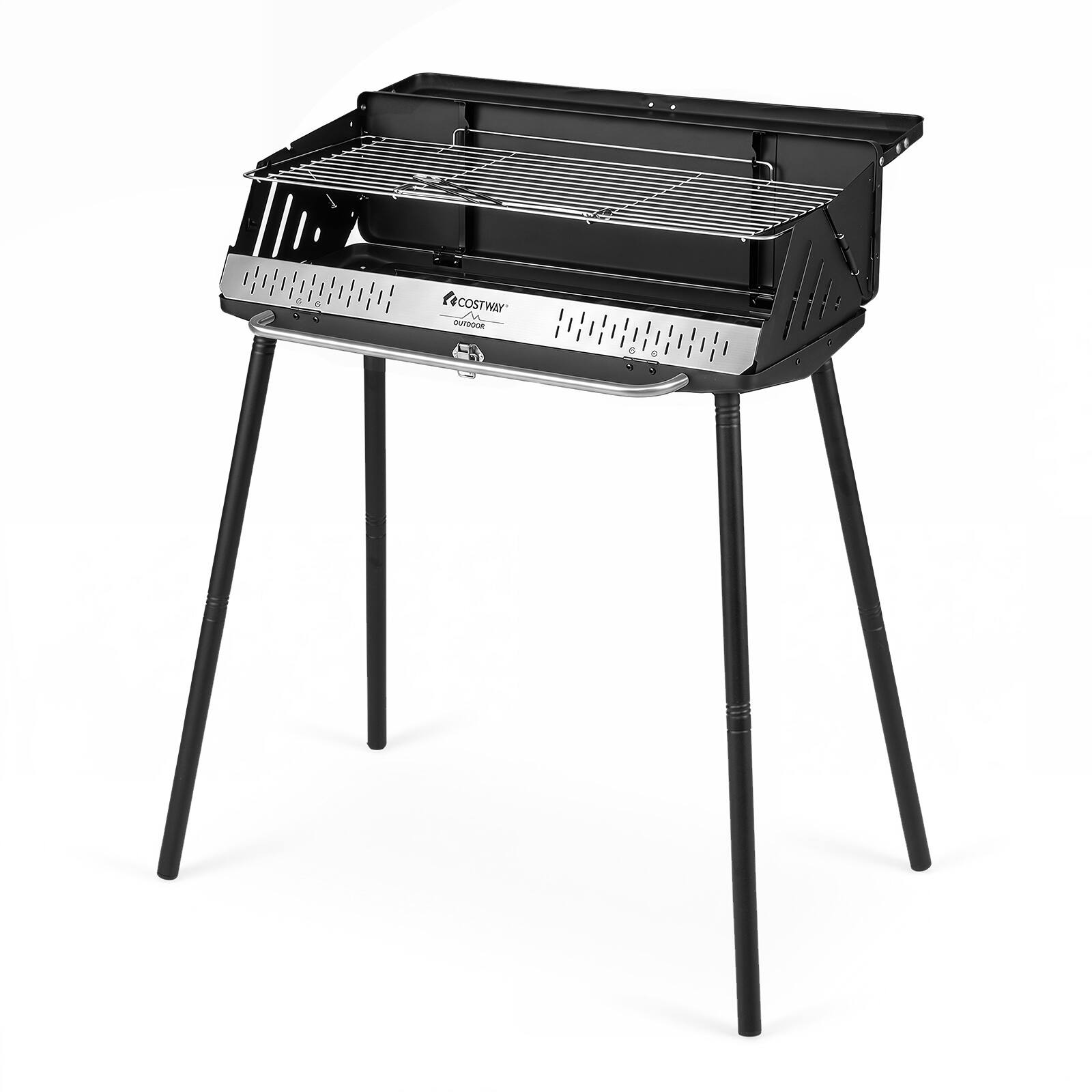 Alt View 9. Gymax - Gymax Portable Charcoal Grill w/ Detachable Legs Foldable BBQ Grill w/ 250 sq.in - Black.