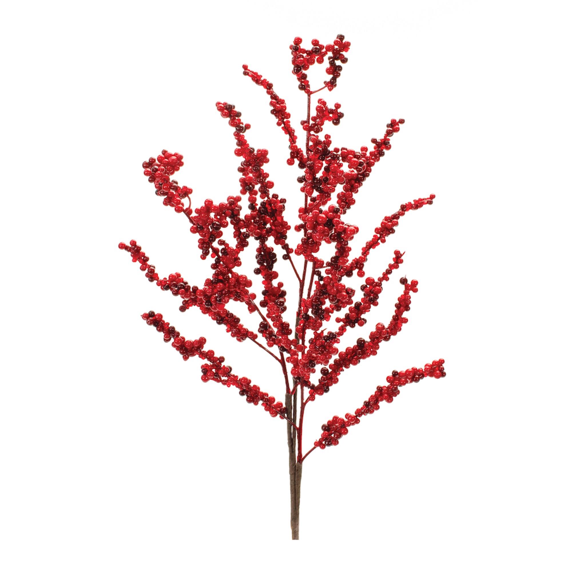 Front. BreeBe - Clustered Berry Twig Spray (Set of 6) - Red.