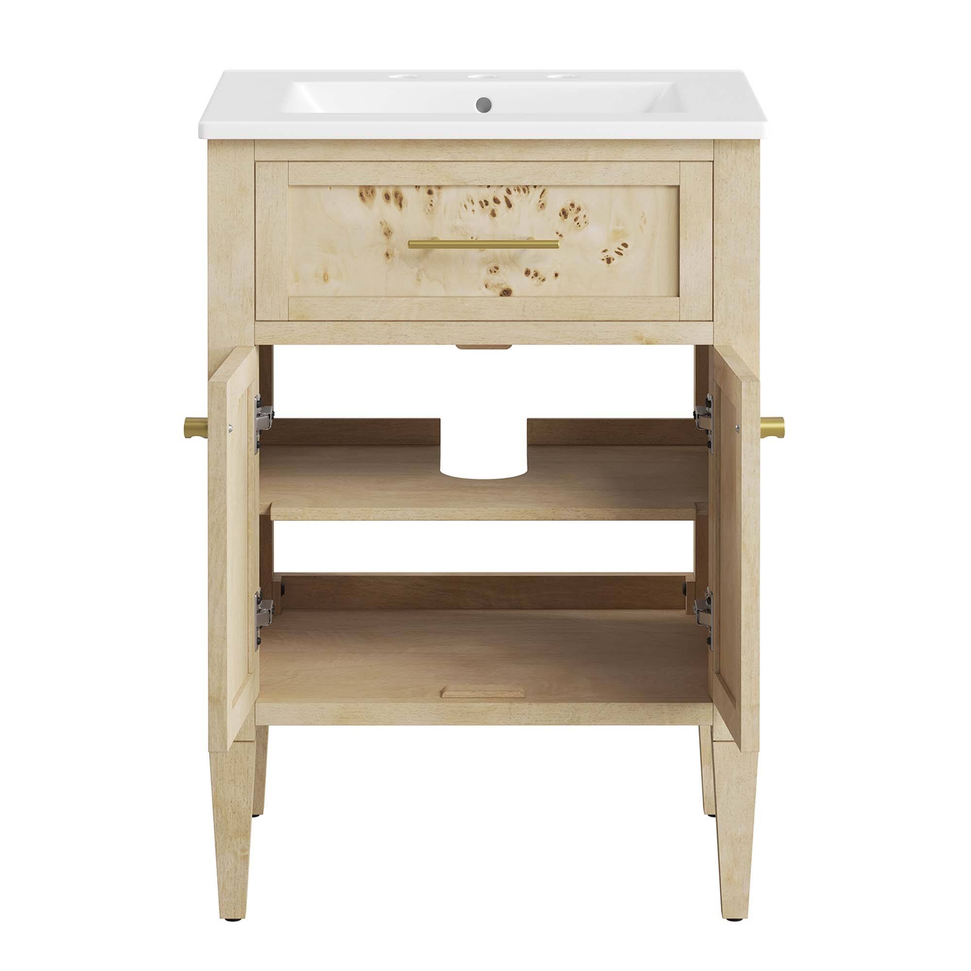 Alt View 5. Modway - Elysian Bathroom Vanity Basin Included by Modway - White Burl.