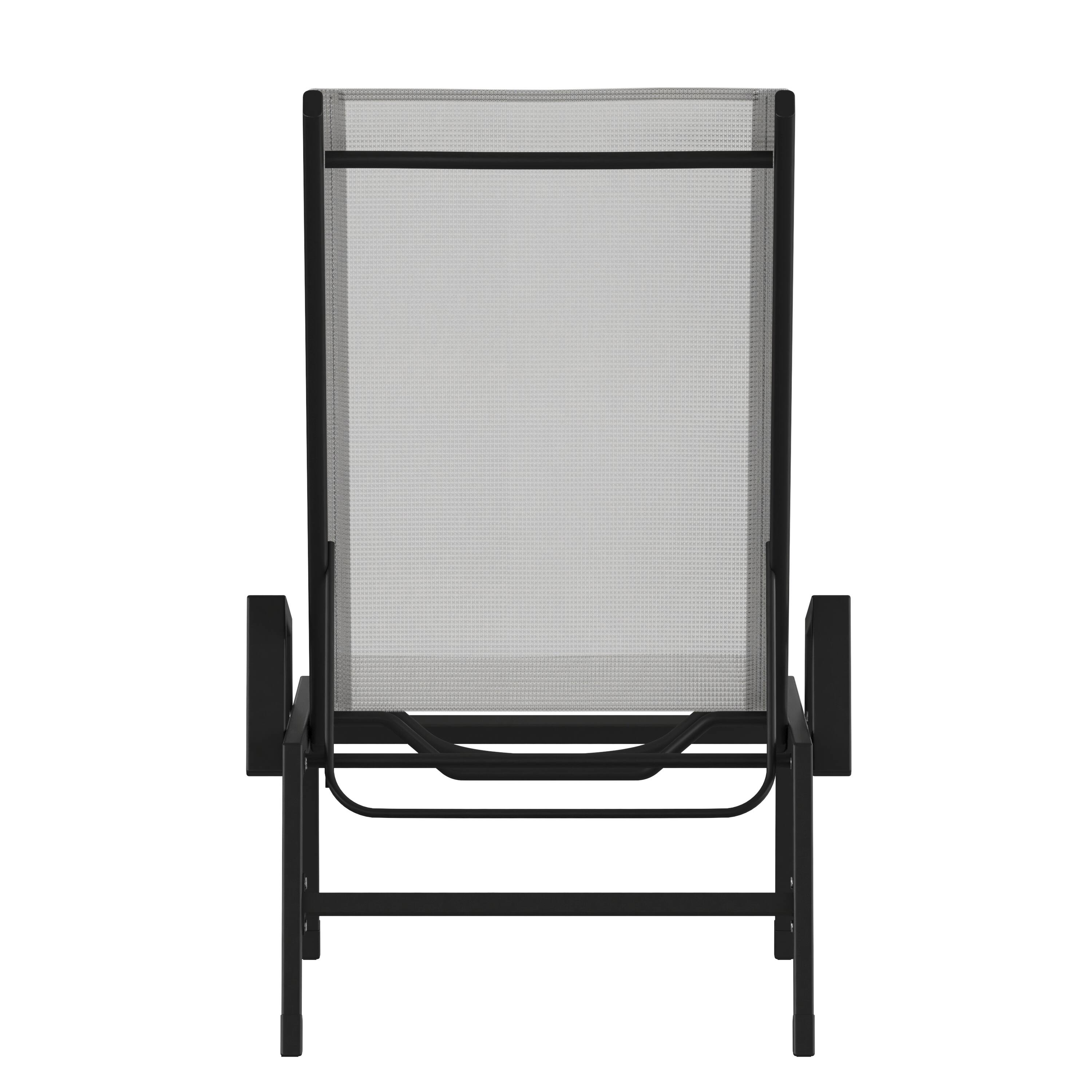 Alt View 8. Emma + Oliver - Braelin Set of 2 Textilene Adjustable 5 Position Patio Chaise Lounge with Armrests and Metal Frame - Gray.