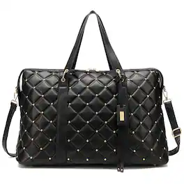 Badgley Mischka - Quilted Vegan Leather Weekender Duffel Bag - Black