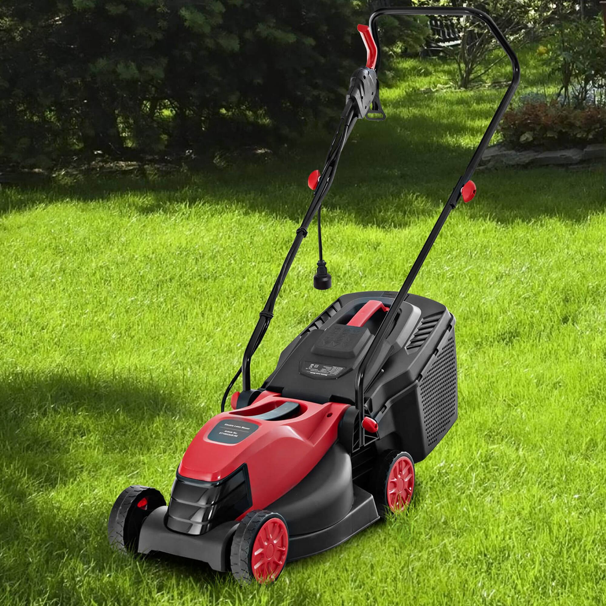 Alt View 3. Costway - Costway Electric Corded Lawn Mower 12-AMP 14-Inch Walk-Behind Lawnmower with Collection Box - Black, Red.