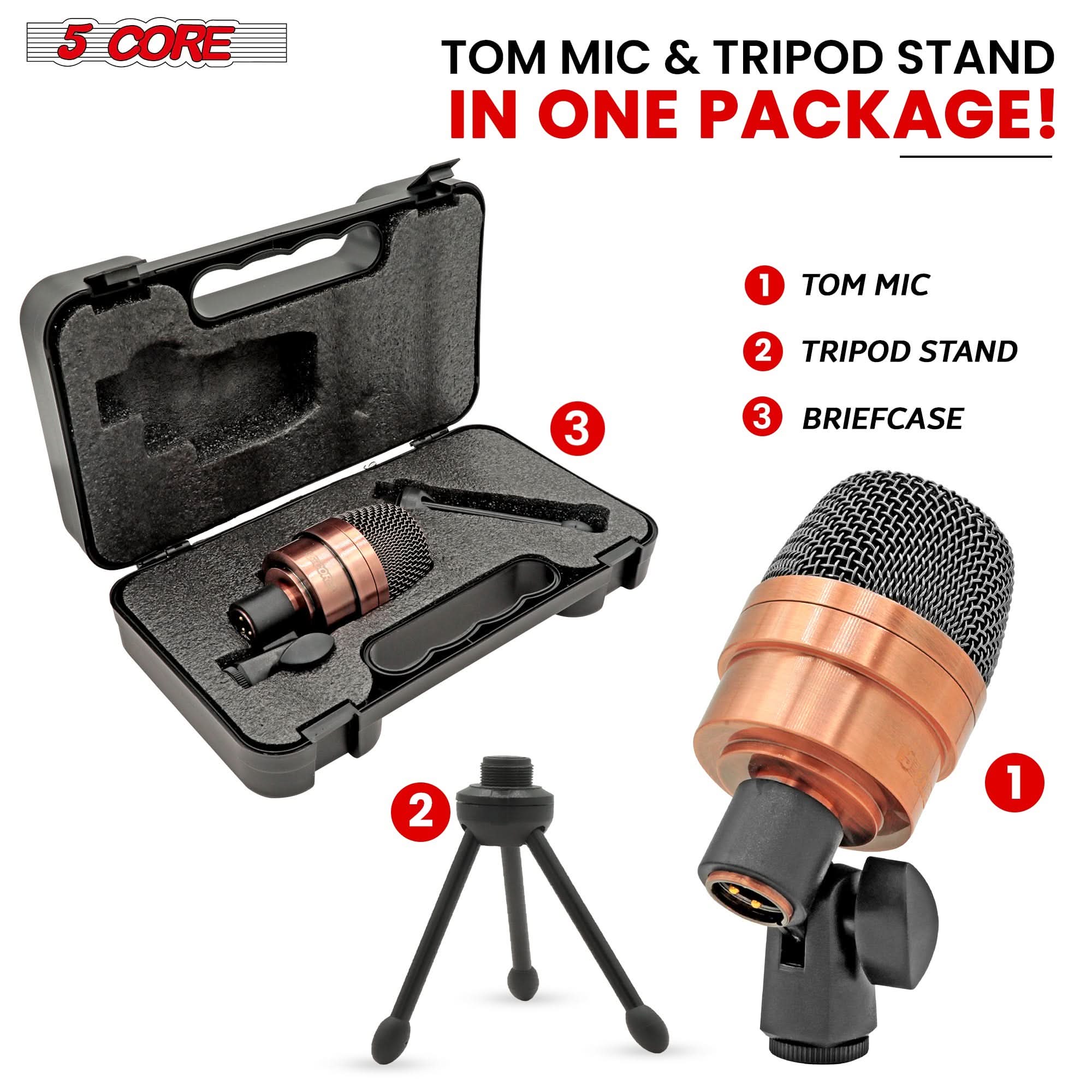 5 CORE 5Core Tom Snare Mic Cardioid Dynamic Microphone Drum Kit