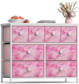 Sorbus - 8 Drawer Fabric Dresser for Bedroom, Hallway Fabric Bins - Tie dye pink