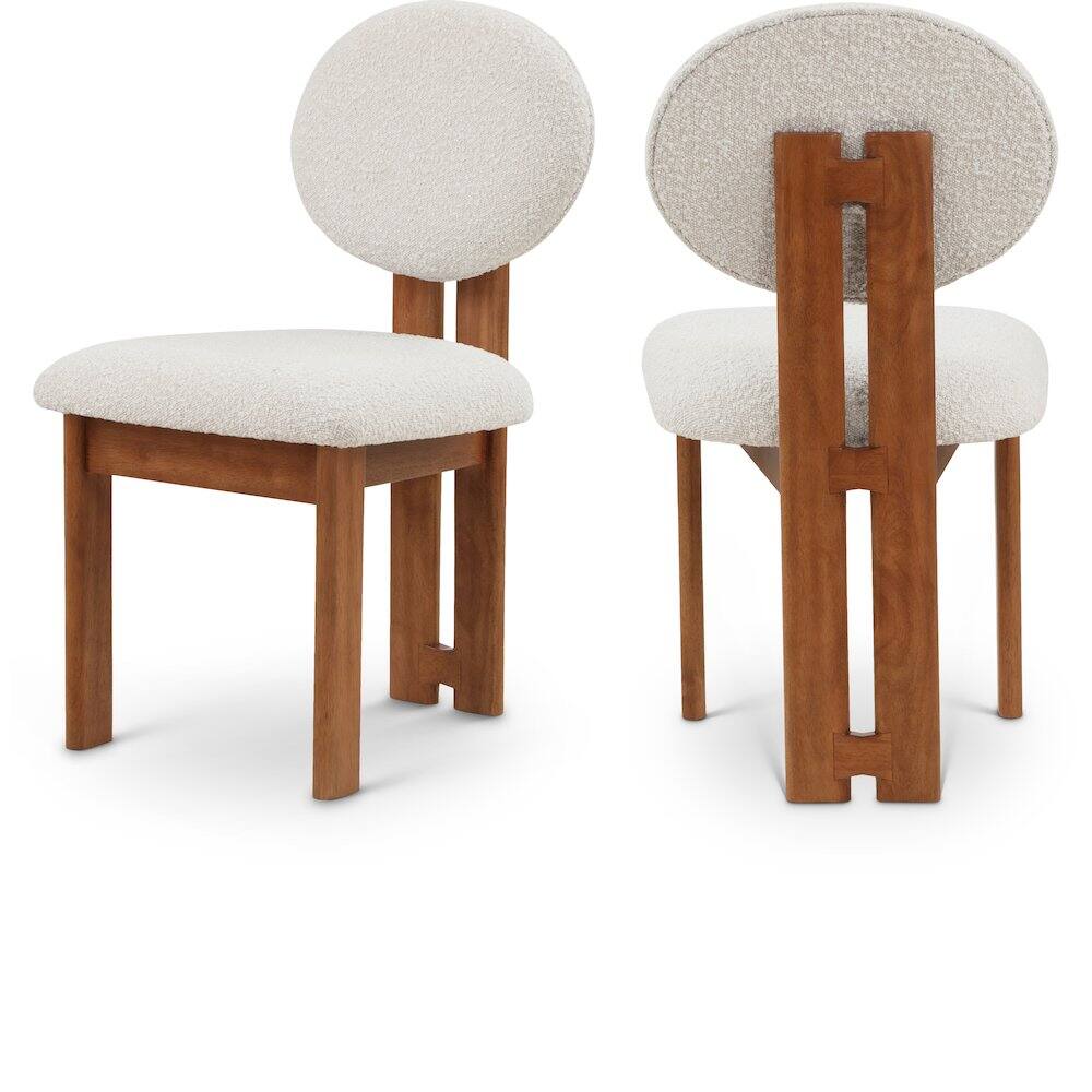 Meridian Furniture - Napa Cream Boucle Fabric Dining Chair, Set of 2 - Beige