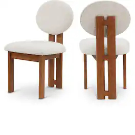 Meridian Furniture - Napa Cream Boucle Fabric Dining Chair, Set of 2 - Beige