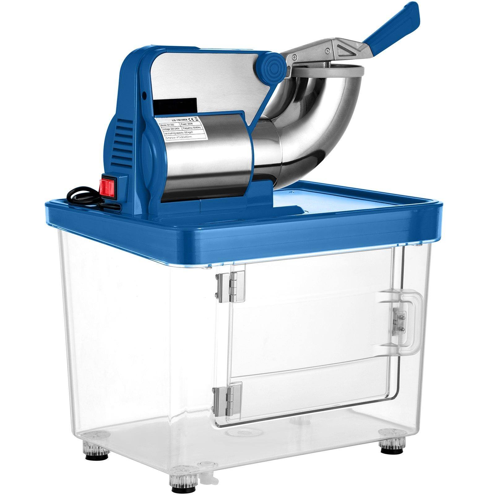 Alt View 10. Glintex - Commercial Electric Ice Shaver 440 lbs/hr, Dual-Blade Stainless Steel Snow Cone Machine for Schools, Cafes & Events - Blue.