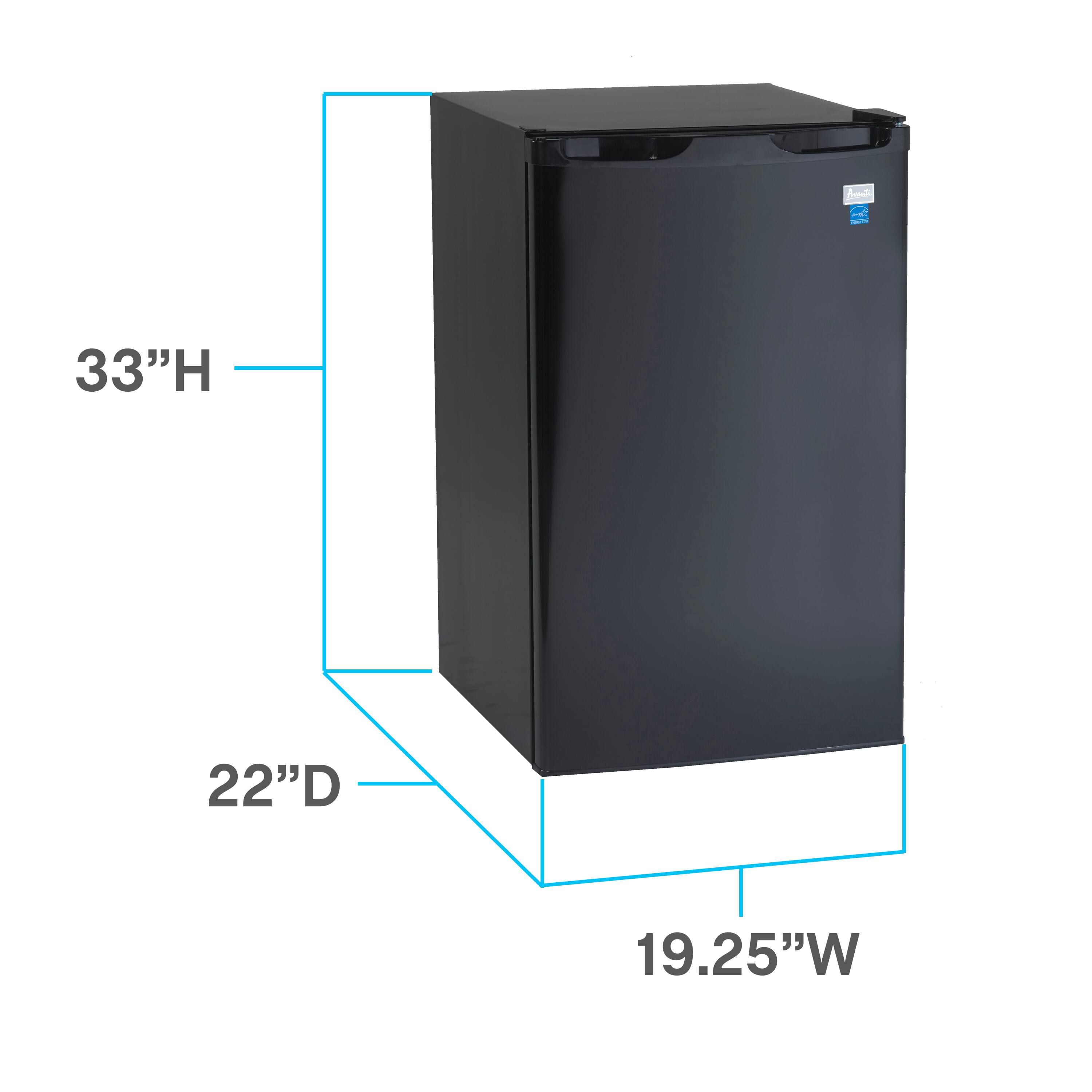 Left. Avanti - 4.4 cu. ft. Compact Refrigerator, Mini-Fridge, in - Black.