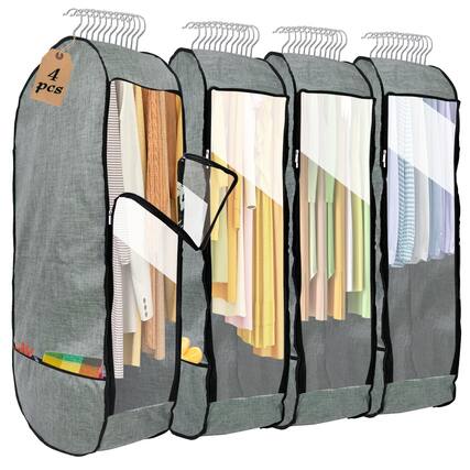 Front. NICHOLAS KLEIN - Garment Bags For Hanging Clothes Breathable Bag Closet Storage With gusseted Clothing Cover Dress Sweater - 50''*24''*10''(4PCS).