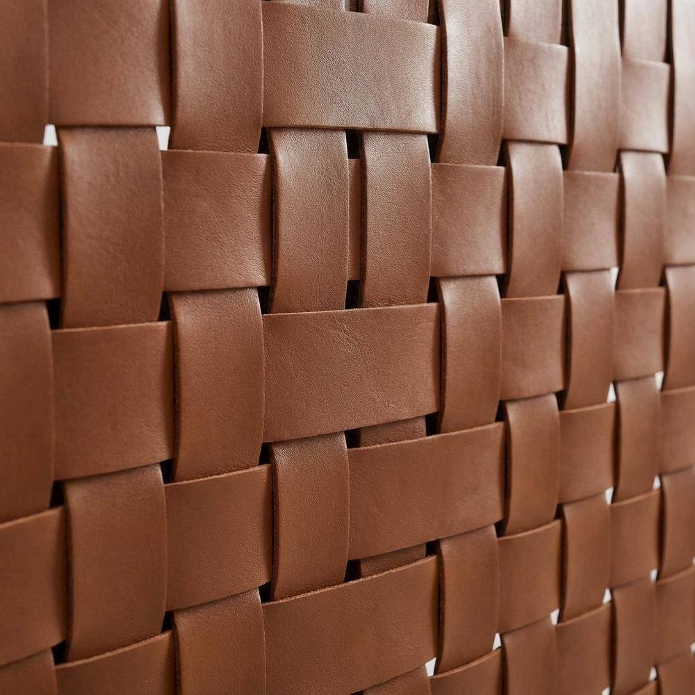 Back. FurniFact - Vegan Leather Twin Headboard withDesign and Durable Frame - Brown.
