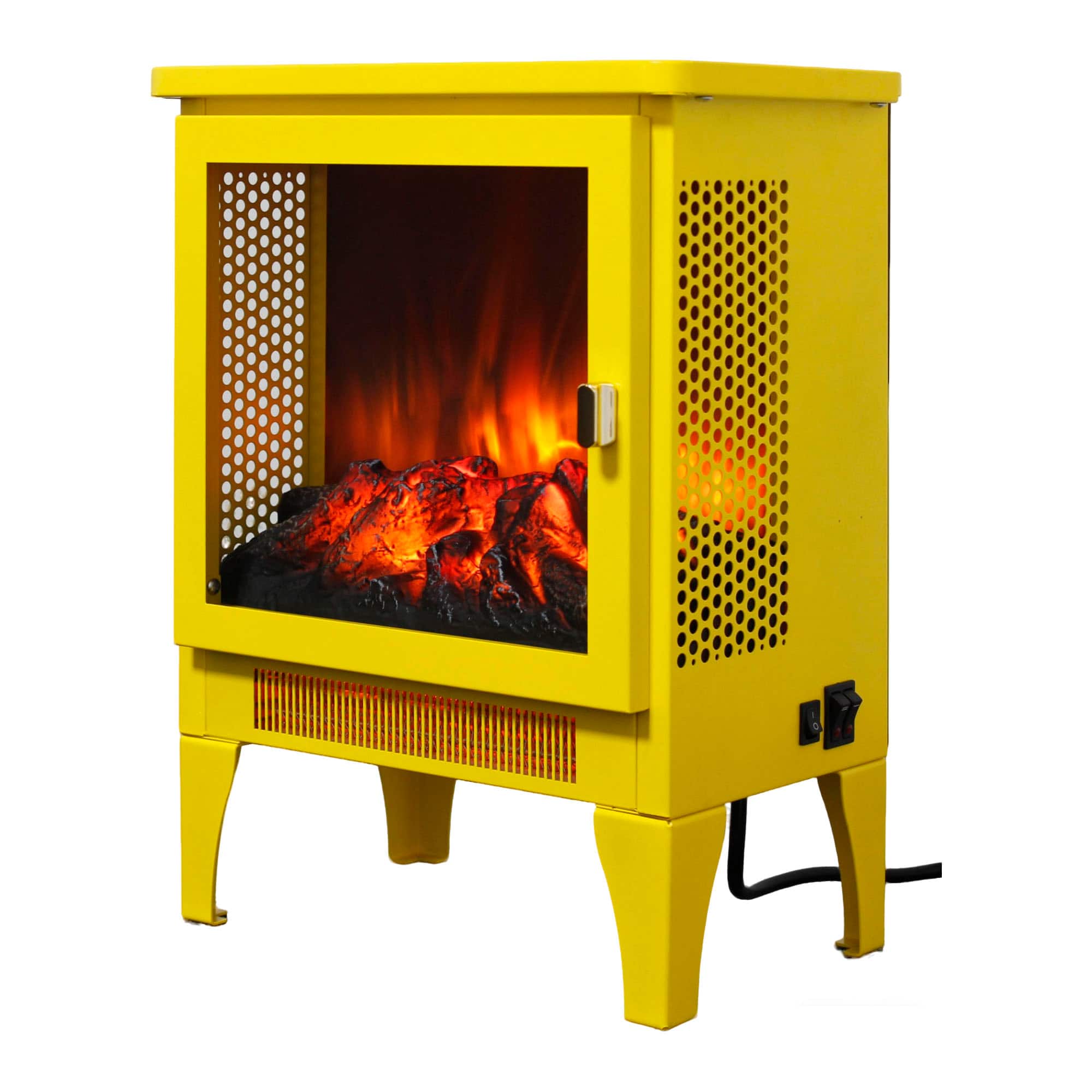 Mondawe - 18" Freestanding Electric Fireplace Stove Heater w/ 3D Panoramic Flame, CSA/UL Certified, 5000 BTU, 400 Sq.Ft - Yellow