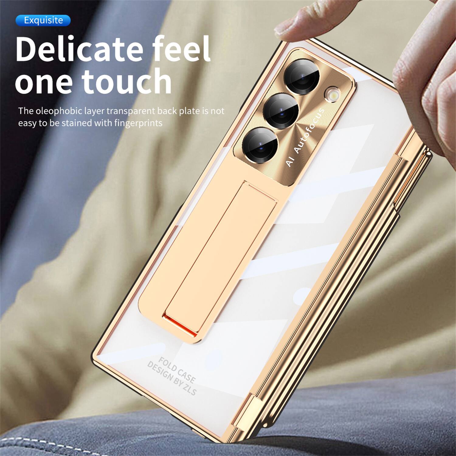 Exquisite

Delicate feel one touch

The oleophobic layer transparent back plate is not easy to be stained with fingerprints

AI Autofocus

FOLD CASE DESIGN BY ZLS