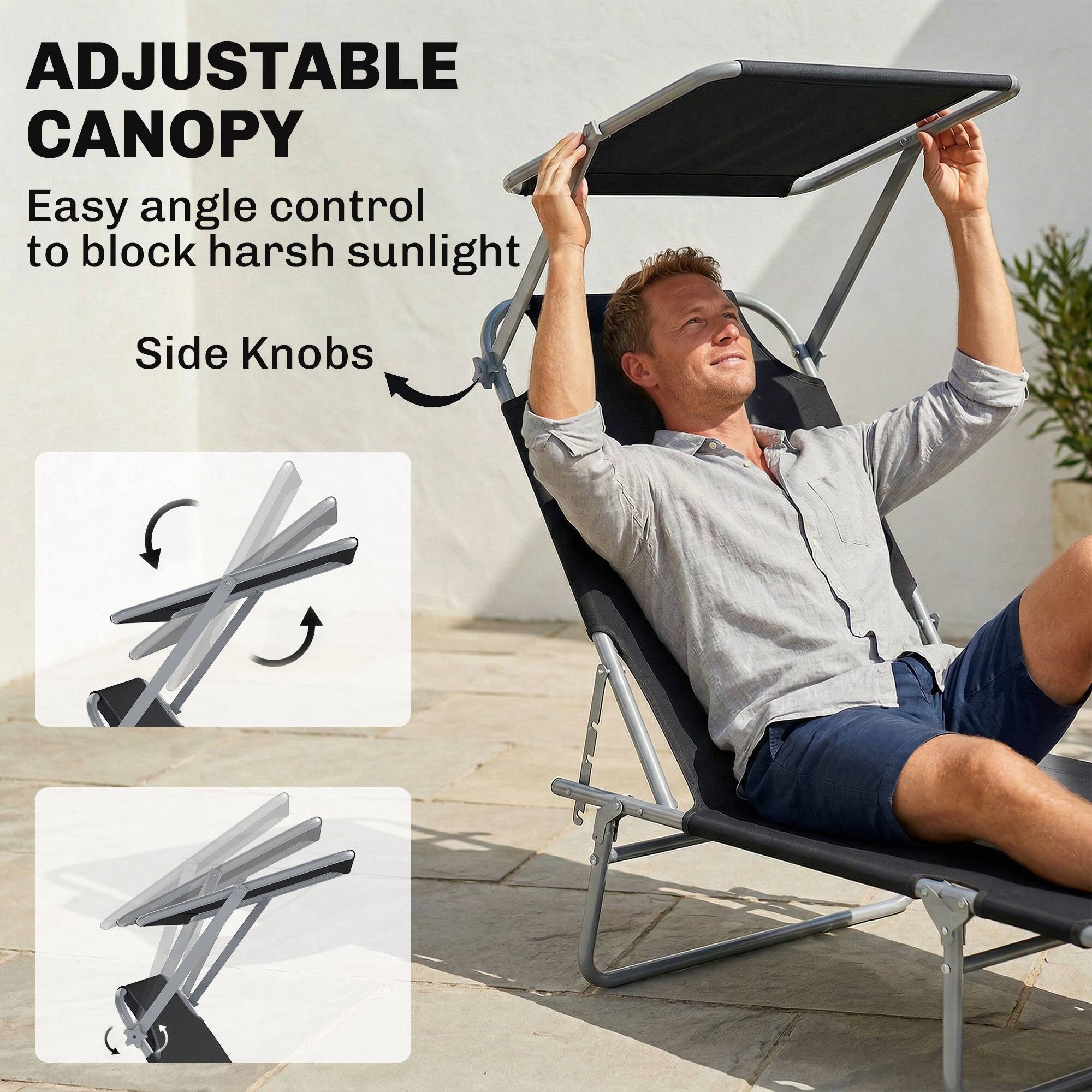 ADJUSTABLE CANOPY  
Easy angle control to block harsh sunlight  
Side Knobs