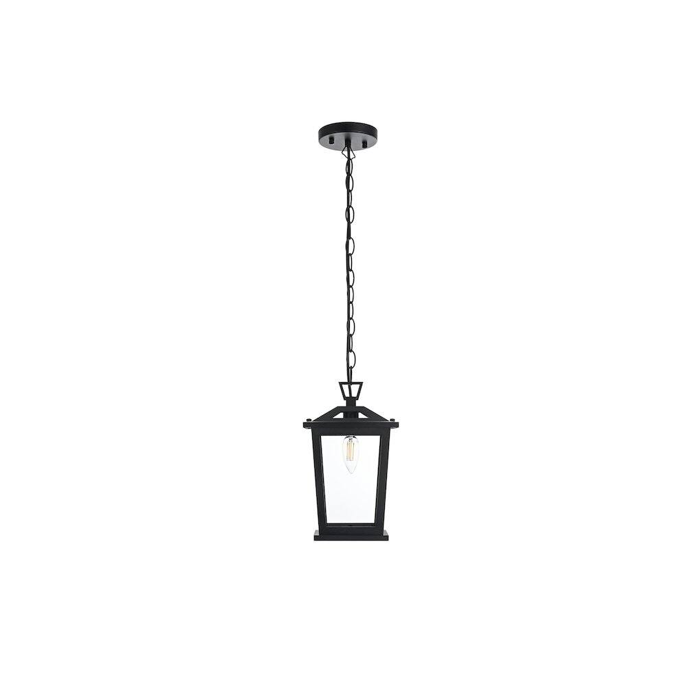 Alt View 1. Elegant Lighting - Berks 7 inch Outdoor Pendant in Black - Black.