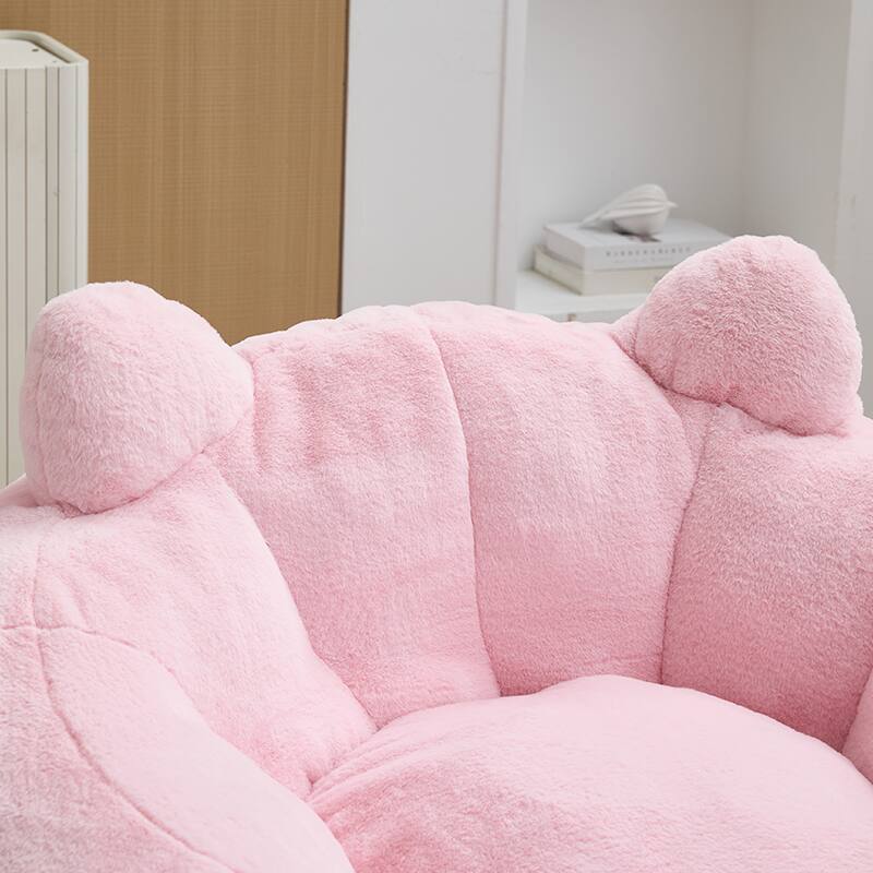 Alt View 5. LOVMOR - Round Faux Fur Bean Bag Chairs Memory Foam For Living Room Bedroom Dorm Plush Cozy Ultra Classic Indoor Lounge - Pink.