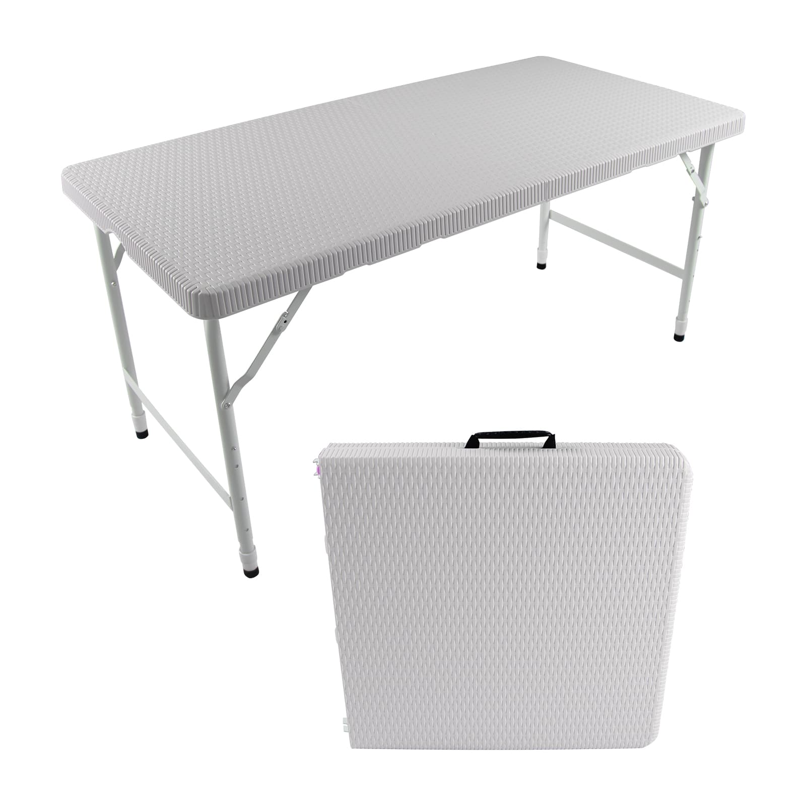 ELEMENT ACE - 4ft Rattan Folding Table - Indoor & Outdoor Portable Foldable Table Rattan Plaited - White