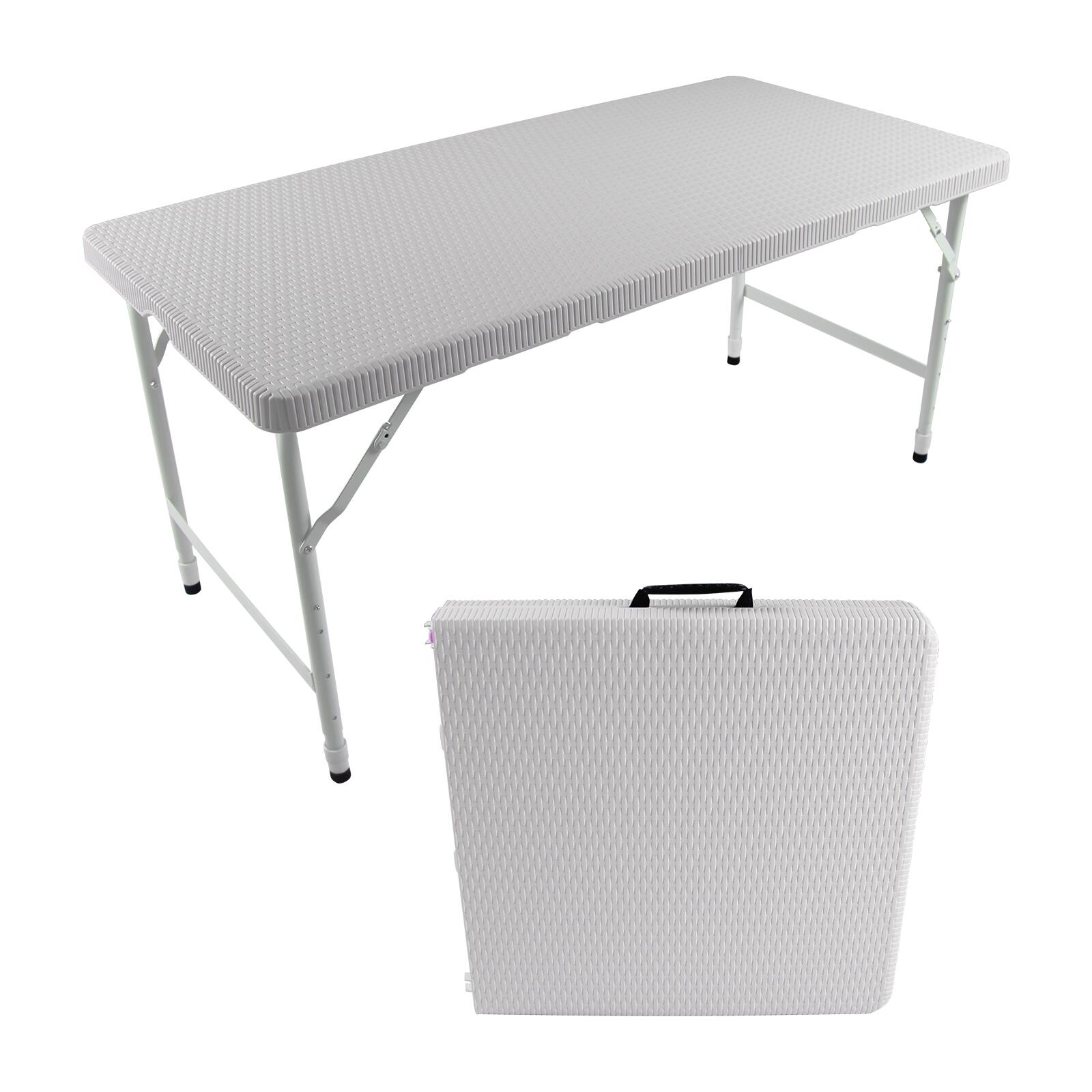ELEMENT ACE - 4ft Rattan Folding Table - Indoor & Outdoor Portable Foldable Table Rattan Plaited - White