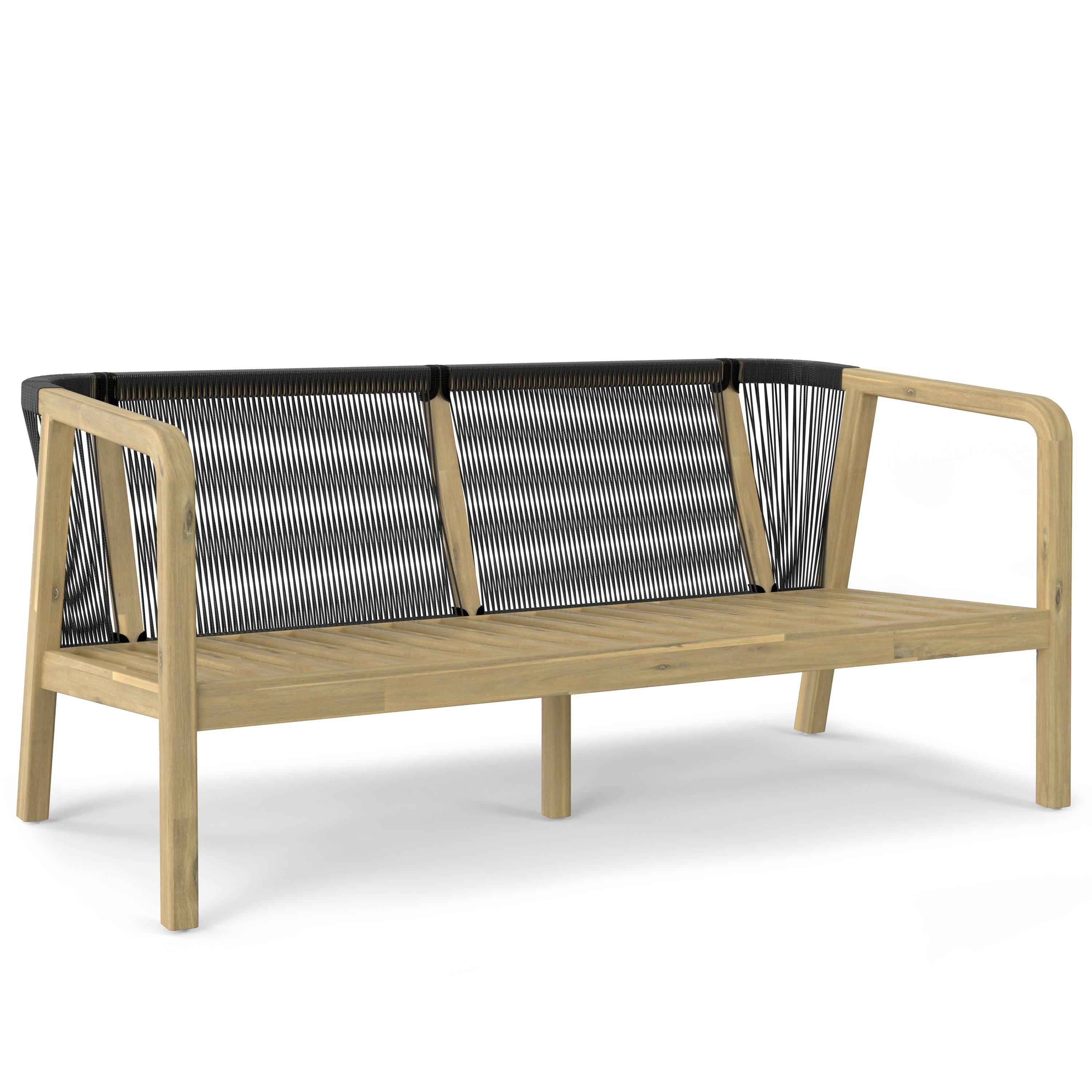 Alt View 1. Simpli Home - Palmetto SOLID ACACIA WOOD 58 inch Wide Contemporary Outdoor Sofa in Polyester Fabric, Fully Assembled - Stone Grey.
