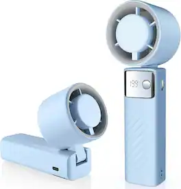 BEARSOLIM - Portable Handheld Turbo Fan - Foldable Mini Fan with Air Turbo Tech, 1-199 Speed Adjustment, 20H Runtime, LED Display - Blue