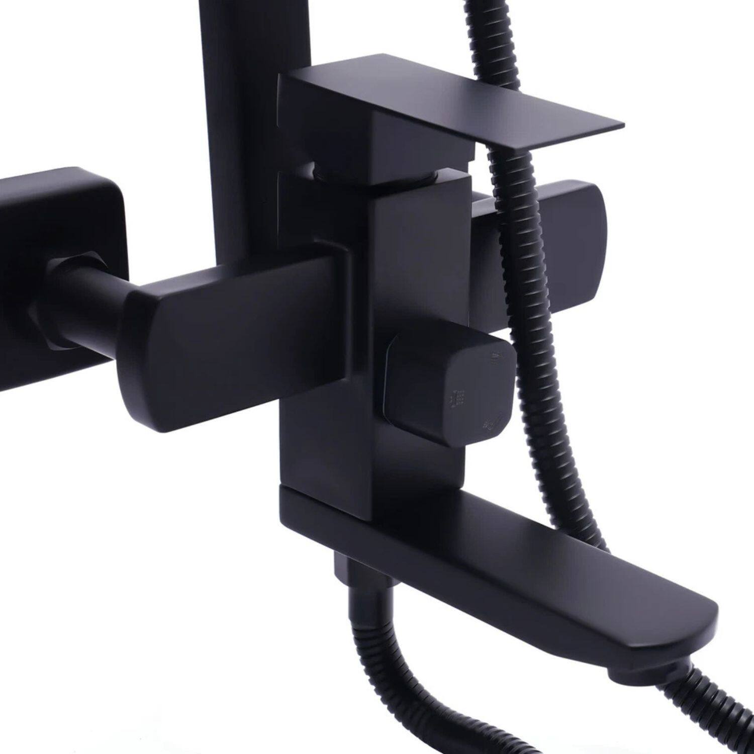 Alt View 7. Home Collection - Shower Faucet Set with Mixer Valve Kit – Rainfall Shower Head Combo System, Wall Mount - Matte Black.