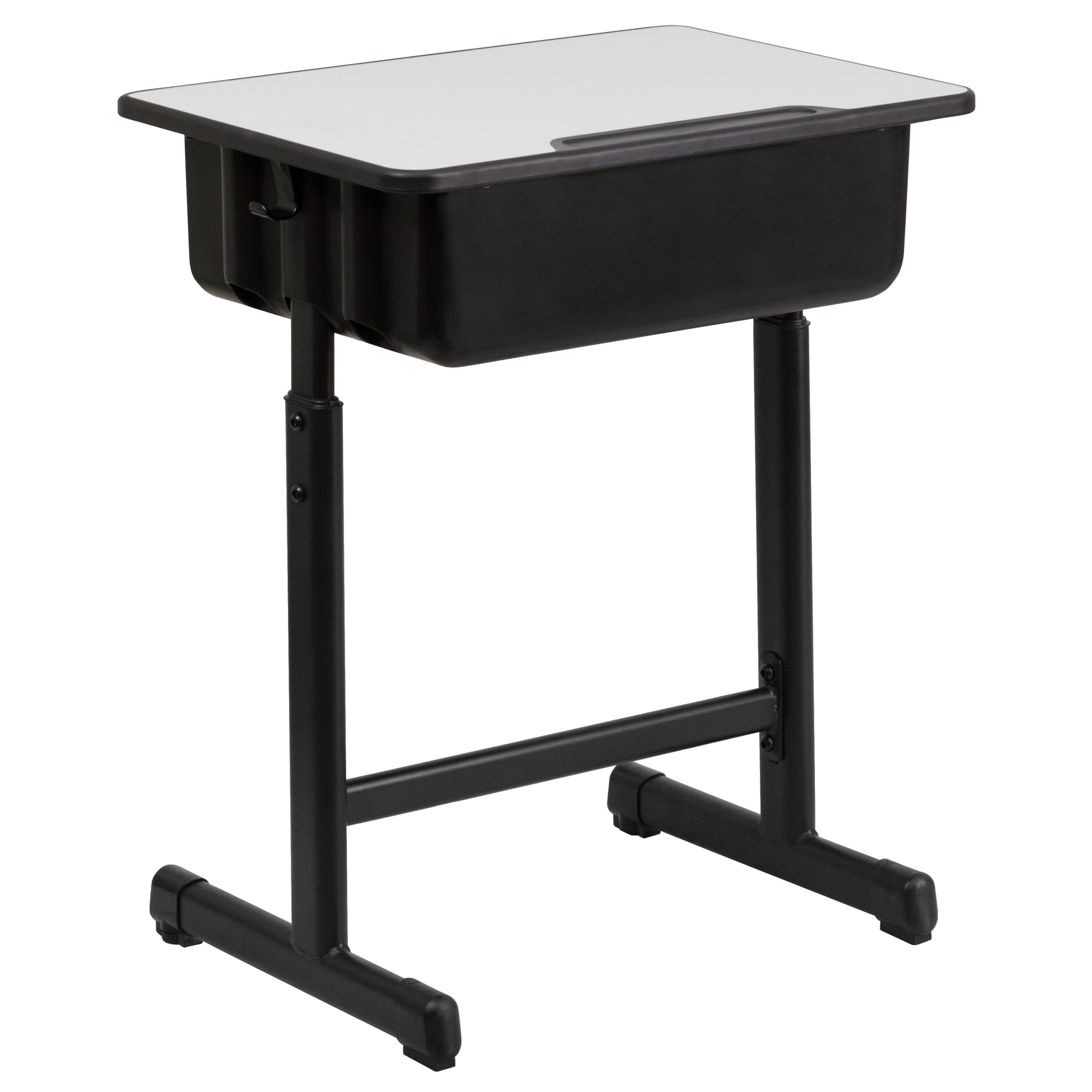Alt View 4. Emma + Oliver - Student Desk with Top and Adjustable Height Pedestal Frame - Grey.