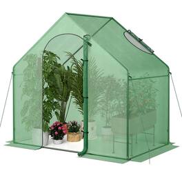 Costway - 6 x 3 x 5.5FT Mini Walk-in Greenhouse with PE Cover Rustproof PE-Coated Metal Frame - Green