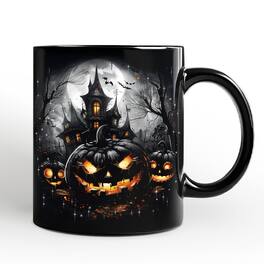 OrnamentallyYou - Pumpkin Halloween Mug, Spooky Horror Gift - Black