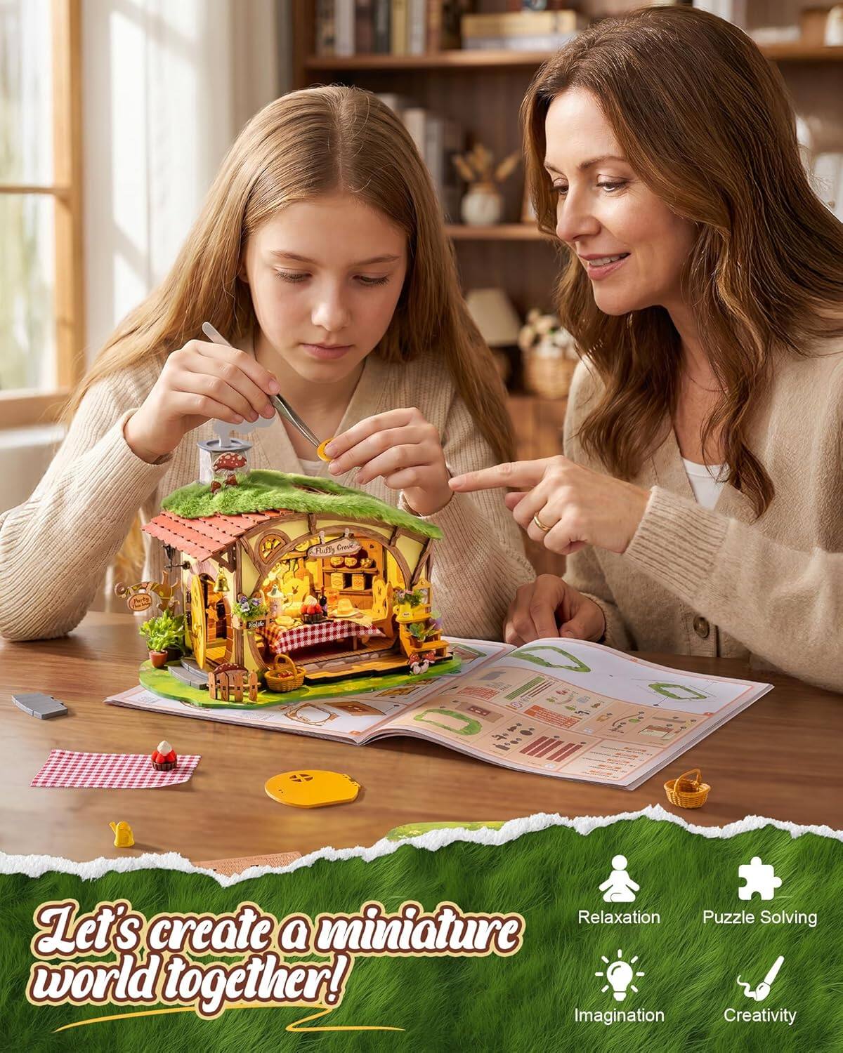 Let's create a miniature world together!  
Imagination Creativity  
Relaxation Puzzle Solving
