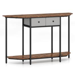 Costway - 51" Console Table with 2 Drawers Open Storage Shelf 2-Tier Entryway Table - Brown