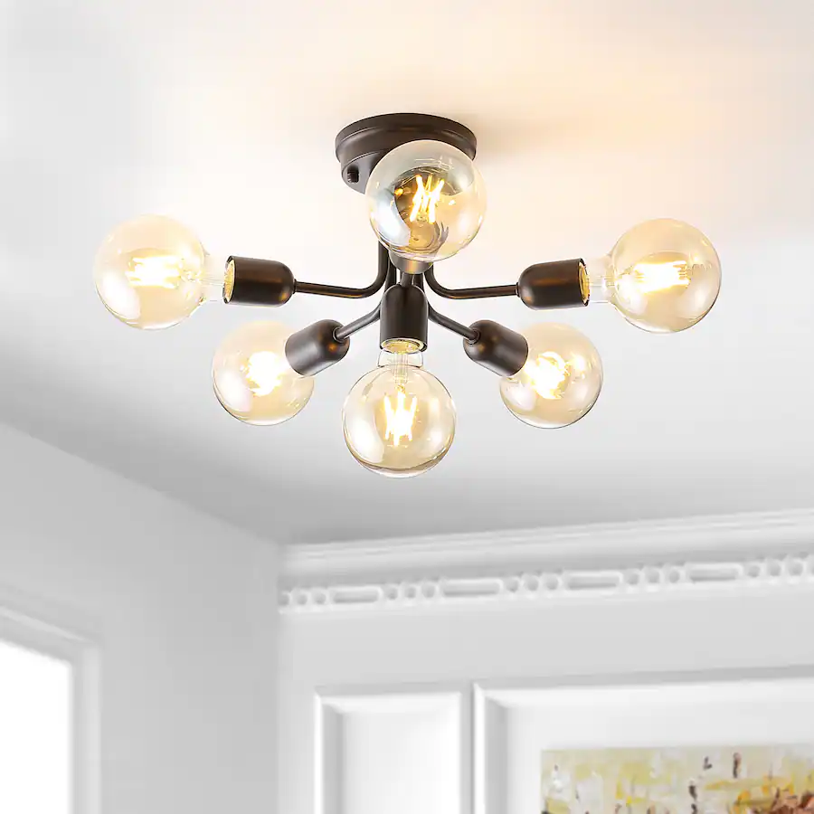 Jonathan Y Marcel 20" 6 Light Globe Farmhouse Modern Iron Bistro LED ...