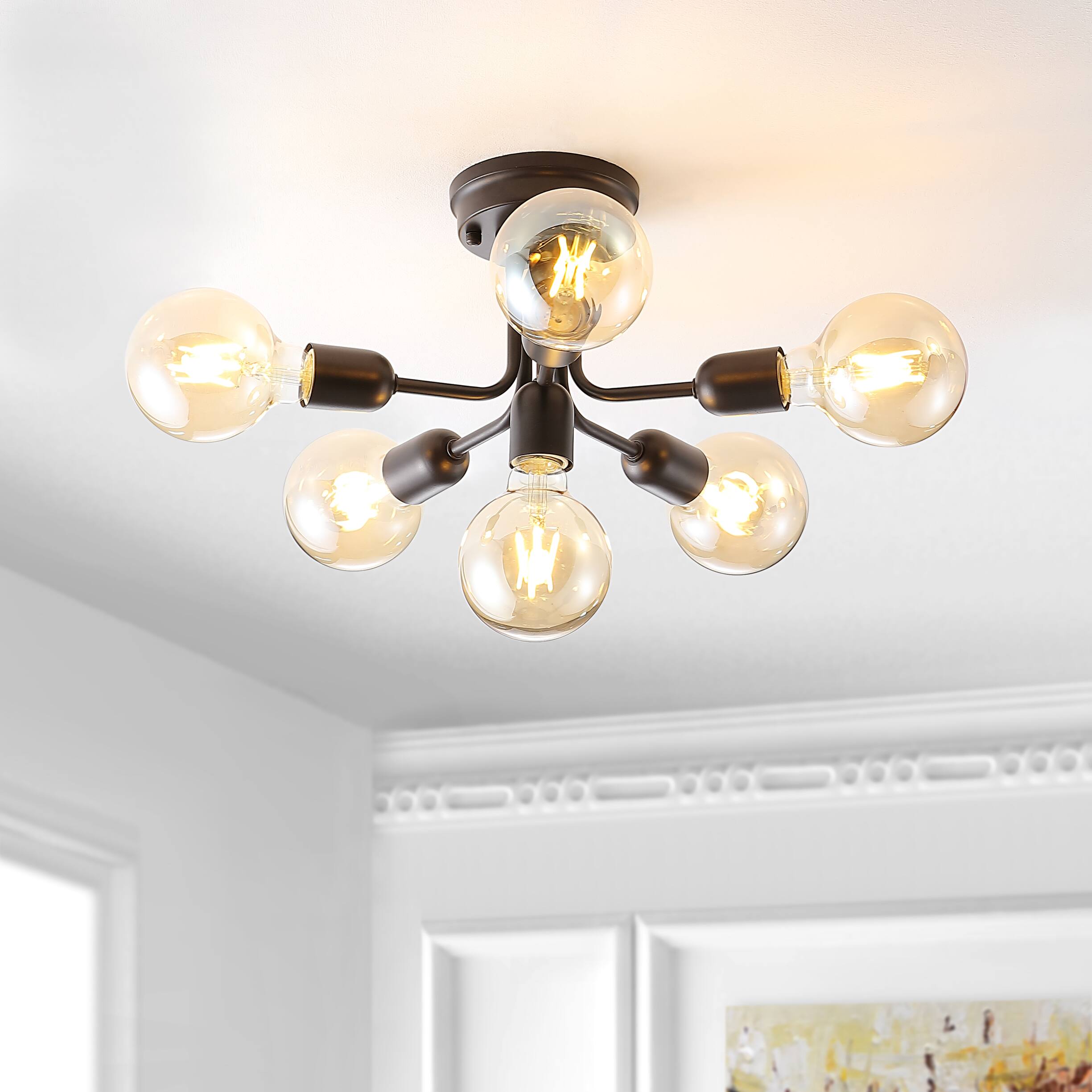Jonathan Y Marcel 20" 6 Light Globe Farmhouse Modern Iron Bistro LED ...