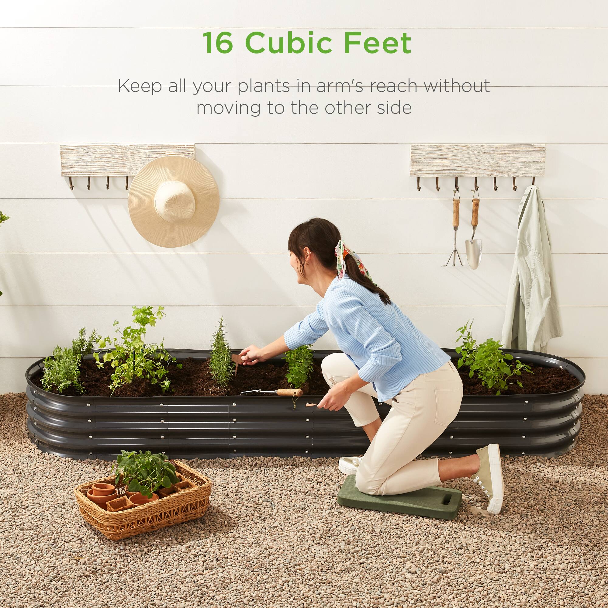 16 Cubic Feet

Keep all your plants in arm's reach without moving to the other side