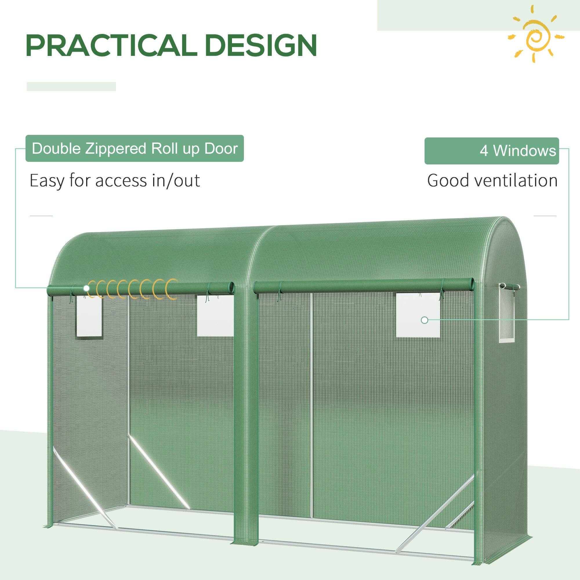 PRACTICAL DESIGN

Double Zippered Roll up Door
Easy for access in/out

4 Windows
Good ventilation