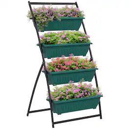Outsunny - Vertical Raised Garden Planter with 4 Boxes - Green