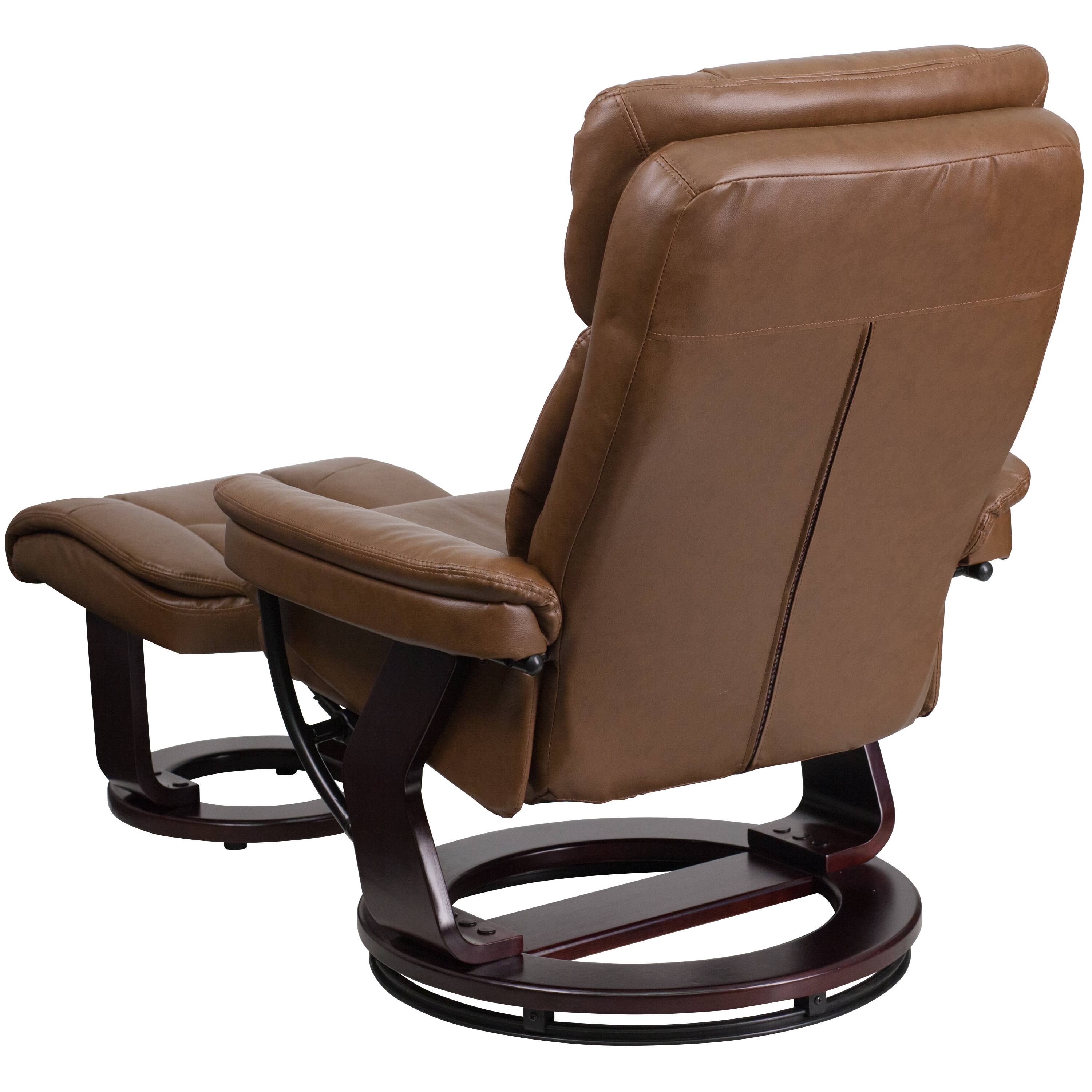 Alt View 4. Emma + Oliver - Multi-Position Recliner & Curved Ottoman with Swivel Wood Base - Palimino.