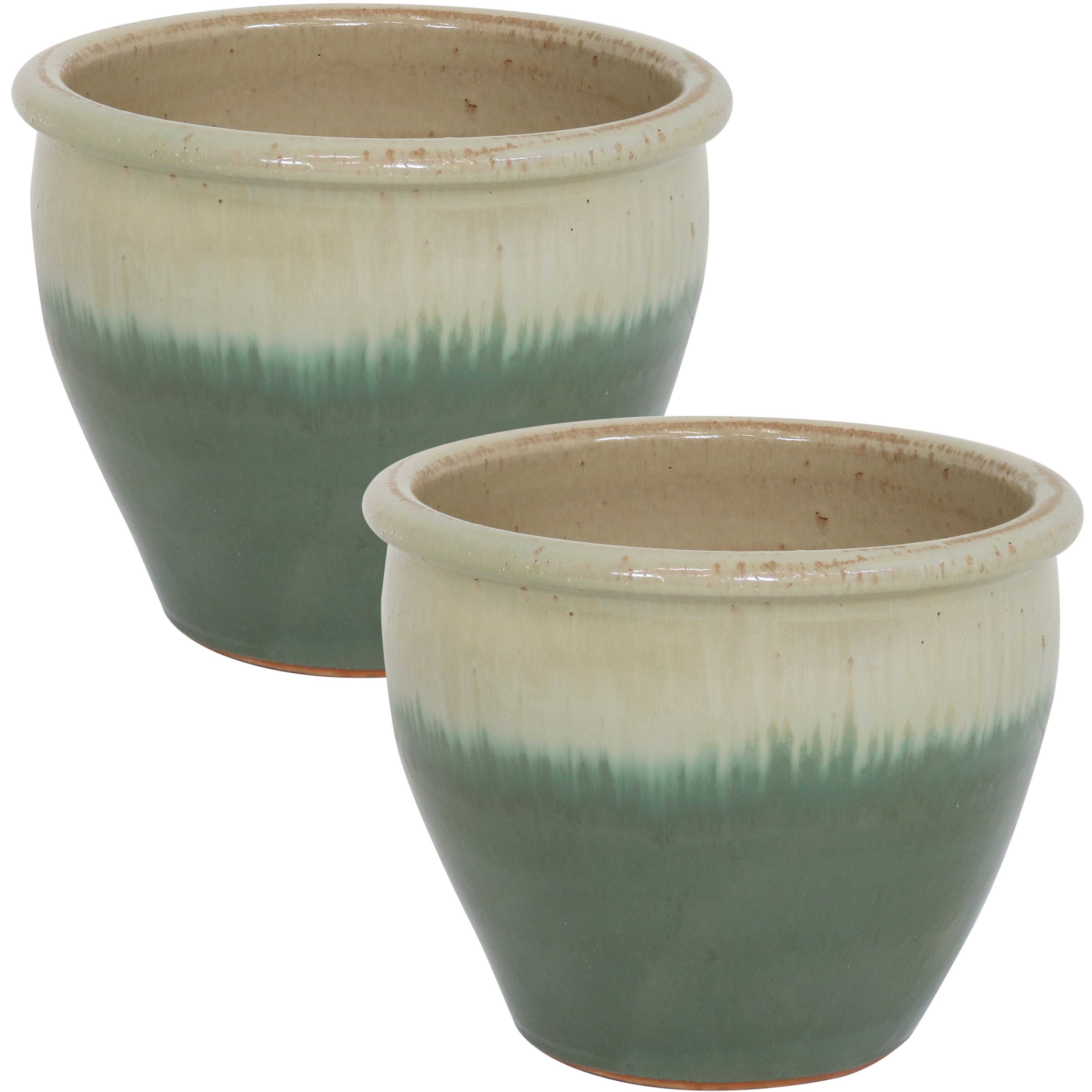 Sunnydaze - 12 in Chalet Glazed Ceramic Planter - Set of 2 - Seafoam price history on PriceWatchPro