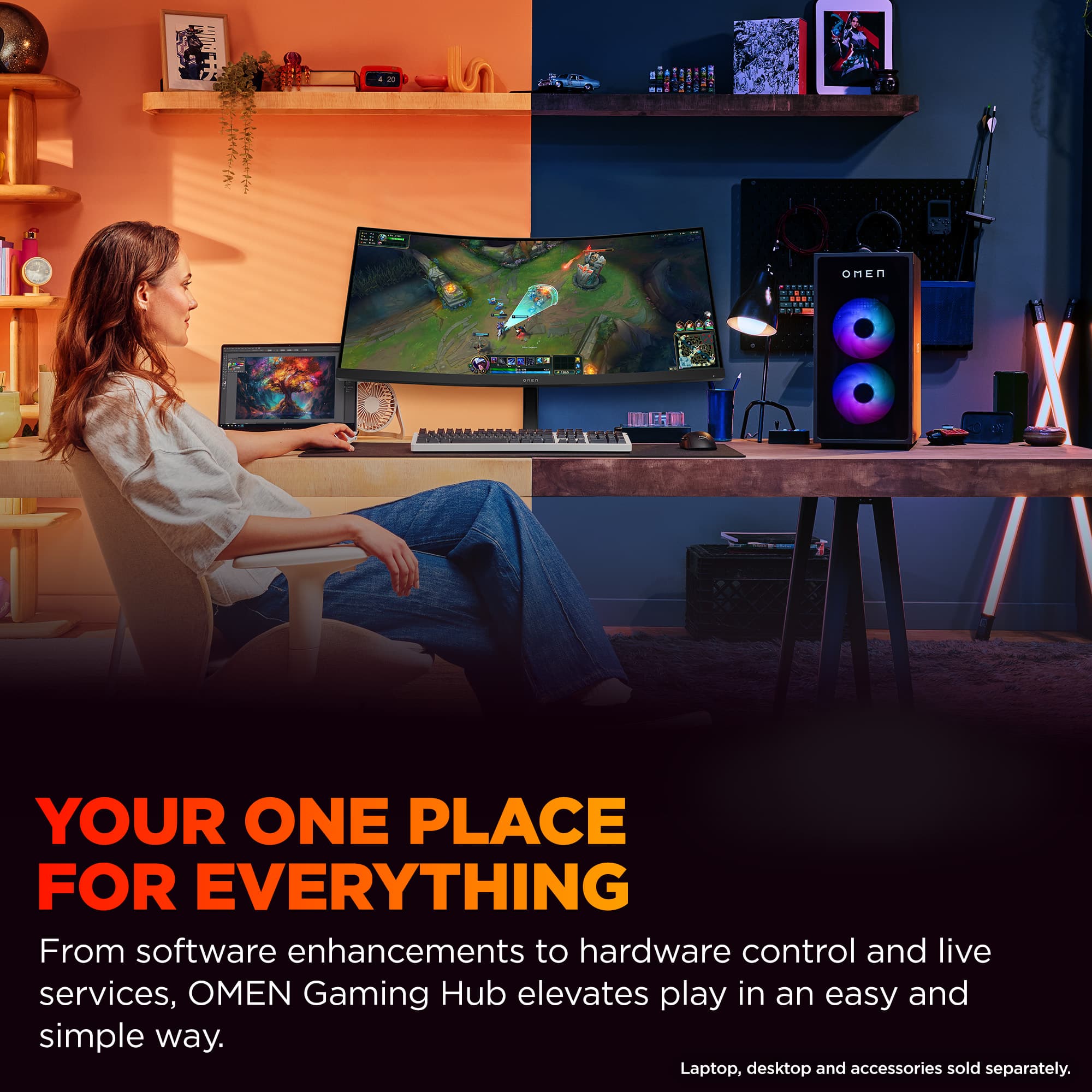 Your One Place for Everything: From software enhancements to hardware control and live services, OMEN Gaming Hub elevates play in an easy and simple way. Laptop, desktop and accessories sold separately.