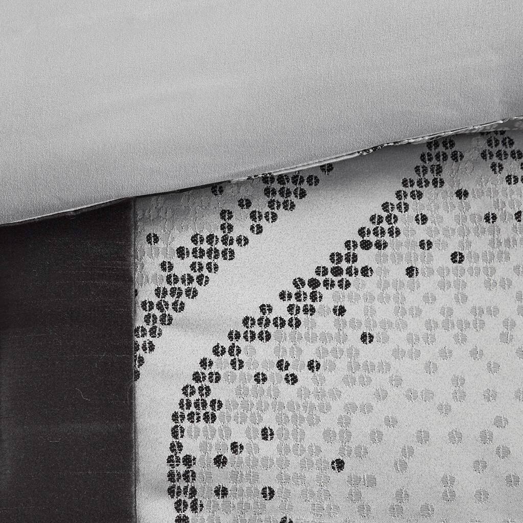 Alt View 5. Gracie Mills - Gracie Mills 6-PC Londonbury Jacquard Comforter Set with Throw Pillows - Black/Silver.